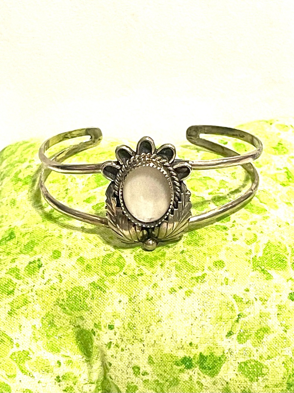 Navajo L. Yazzie Silver MOP Cuff